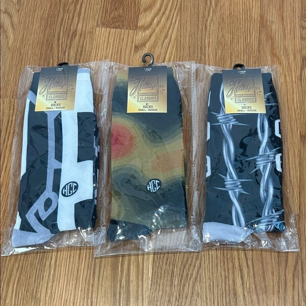 Headgear classic graphic Men's tall knit Casual crew Socks 3 pack new